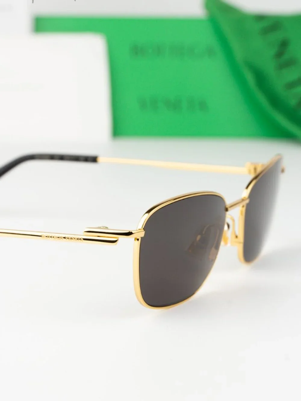 Bottega Veneta Men Sunglasses Gold Grey Rectangle BV1300S 001 NEW AUTHENTIC